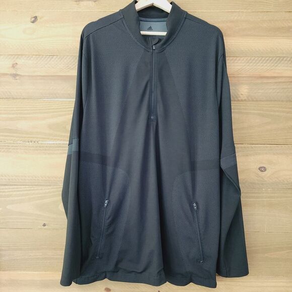 adidas Golf Sport Warp Knit 1/4‎ Zip black zipper pockets pullover mens size XL - Picture 1 of 6